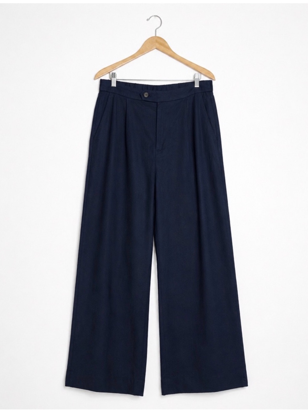 Banana Republic Navy Wide-Leg Linen Pants